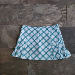 Lillie Green Women Sz L Golf Tennis Skort Skirt Short white/green Stretch Flare